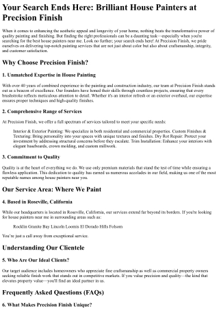 Your Search Ends Here Brilliant House Painters at Precision Finish