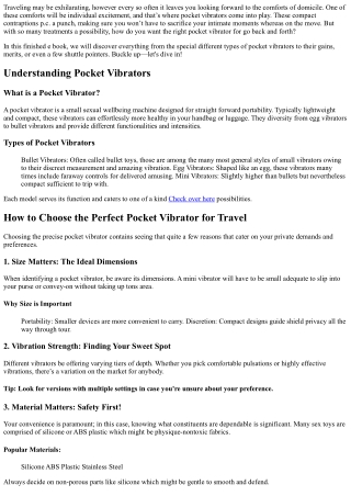 How to Choose the Perfect Pocket Vibrator for Travel