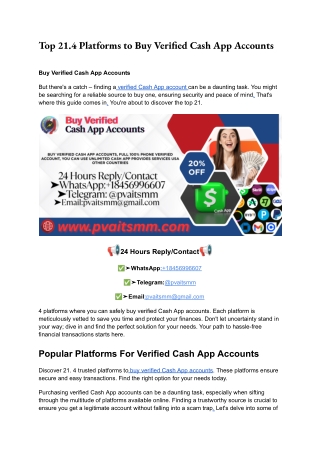 Top 21.4 Platforms to Buy. Verified Cash App Accounts