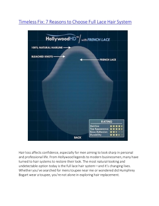 Timeless Fix 7 Reasons to Choose Full Lace Hair System