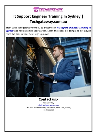 It Support Engineer Training In Sydney | Techgateway.com.au