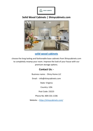 Solid Wood Cabinets | Shinycabinets.com