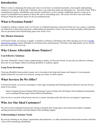 Affordable House Painters in Roseville: Precision Finish