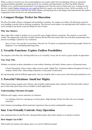 10 Reasons to Love Your Plus One Bullet Vibrator