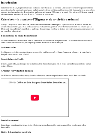 Caisse bois vin : symbole d'élégance et de savoir-faire artisanal