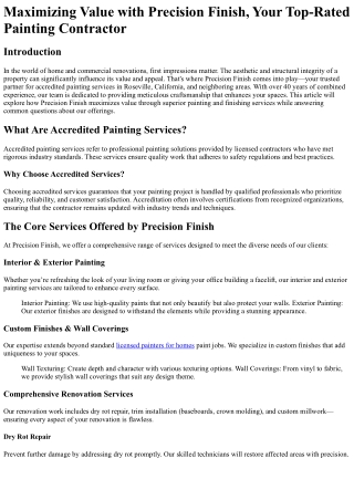 Maximizing Value with Precision Finish, Your Top-Rated Painting Contractor