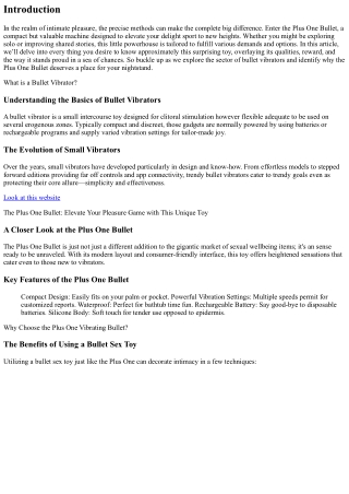 Plus One Bullet: Elevate Your Pleasure Game with This Unique Toy