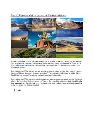 Top 10 Places to Visit in Ladakh A Traveler’s Guide