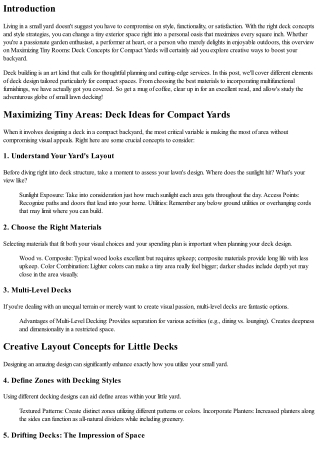 Optimizing Small Areas: Deck Ideas for Compact Yards