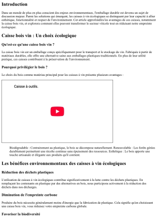 Emballage Durable : Les Avantages des Caisses à Vin Écologiques