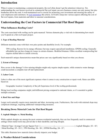 Understanding the Cost Factors in Commercial Flat Roof Repair