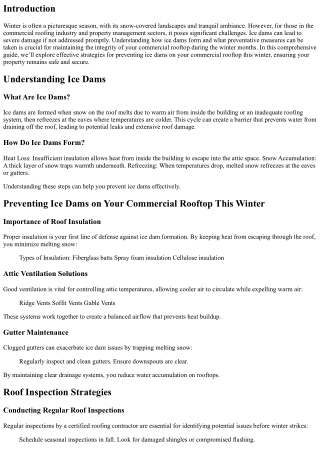 Preventing Ice Dams on Your Commercial Rooftop This Winter