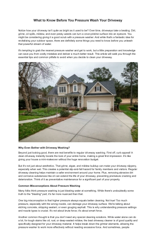 What to Know Before You Pressure Wash Your Driveway