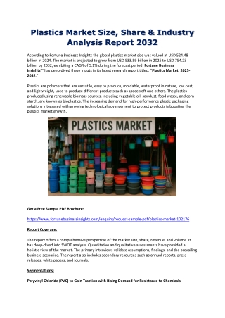 Global Plastics Market Demand, Share, and Future Outlook 2032