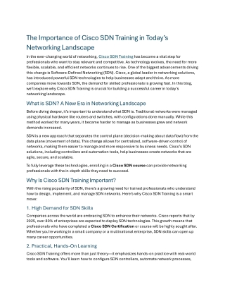 Cisco SDN Training and Certification