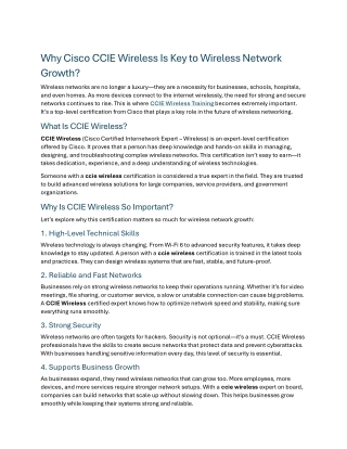 CCIE Wireless Training
