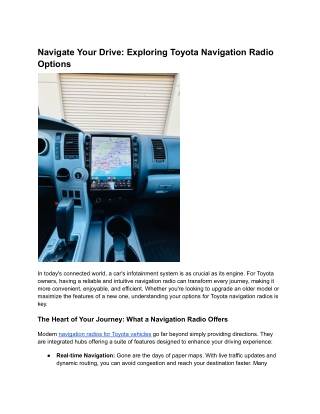 Navigate Your Drive_ Exploring Toyota Navigation Radio Options