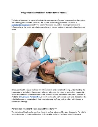 Why periodontal treatment matters for our health ?