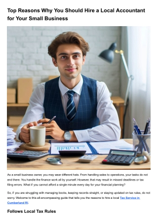 Top Reasons Why You Should Hire a Local Accountant for Your Small Business