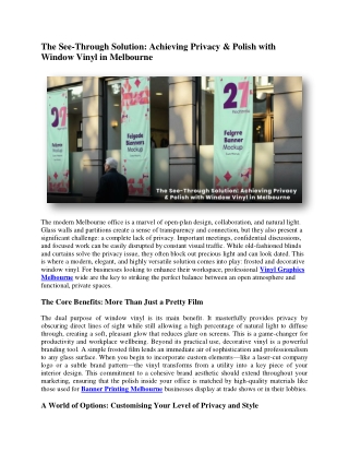 The See-Through Solution Achieving Privacy & Polish with Window Vinyl in Melbourne