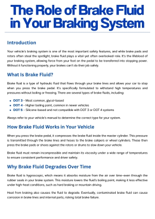The Role of Brake Fluid in Your Braking System