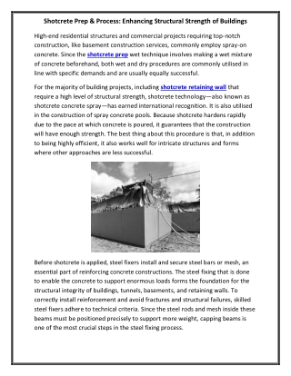 Shotcrete Prep & Process Enhancing Structural Strength of Buildings