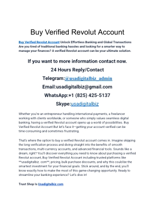 Top 10 Best Site To Buy Verified Revolut Account