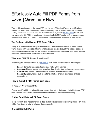 Effortlessly Auto Fill PDF Forms from Excel _ Save Time Now