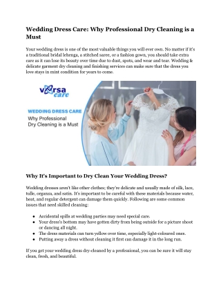 Wedding Dress Care: Why Professional Dry Cleaning is a Must