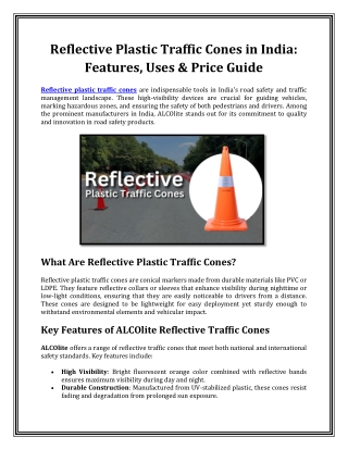 Reflective Plastic Traffic Cones in India: Features, Uses & Price Guide