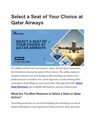Select a Seat of Your Choice at Qatar Airways