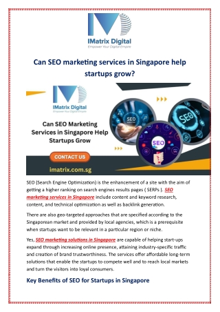 Can SEO marketing services in Singapore help startups grow?
