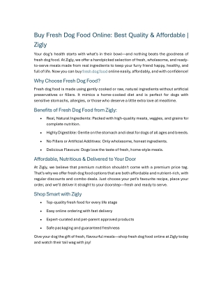Buy Fresh Dog Food Online Best Quality & Affordable Zigly