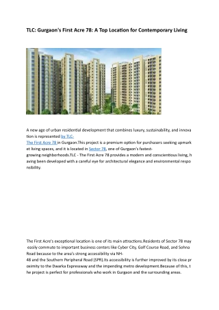 TLC The First Acre 78 Gurgaon