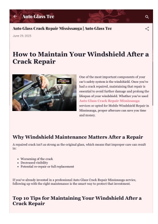 Auto Glass Crack Repair Mississauga
