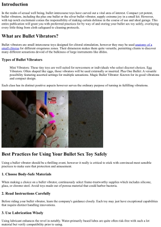 Best Practices for Using and Storing Your Bullet Sex Toy Safely