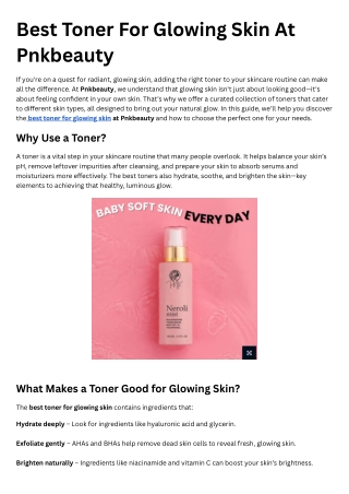 Best Toner For Glowing Skin At Pnkbeauty