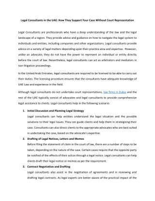 Legal Consultants in the UAE How They Support Your Case Without Court Representation