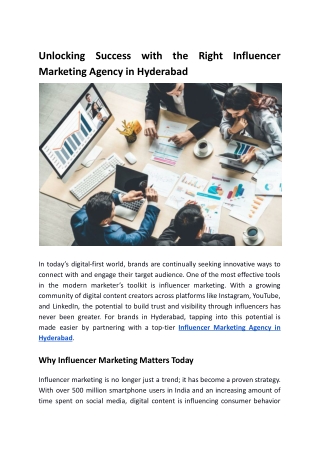 Unlocking Success with the Right Influencer Marketing Agency in Hyderabad