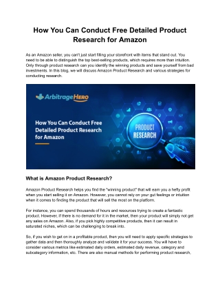 How You Can Conduct Free Detailed Product Research for Amazon