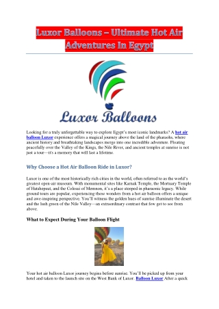 luxor hot air balloon price