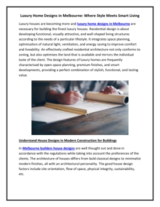 Luxury Home Designs in Melbourne Where Style Meets Smart Living