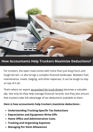How Accountants Help Truckers Maximize Deductions?