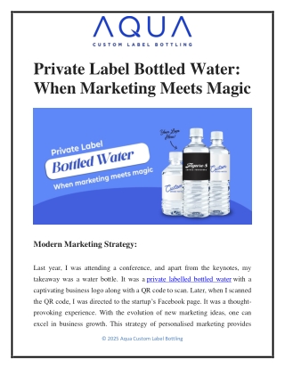 Private Label Bottled Water - When Marketing Meets Magic