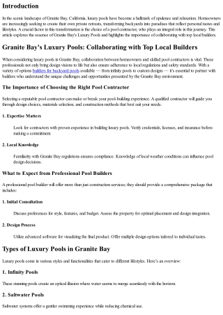 Granite Bay's Luxury Pools: Collaborating with Top Local Builders