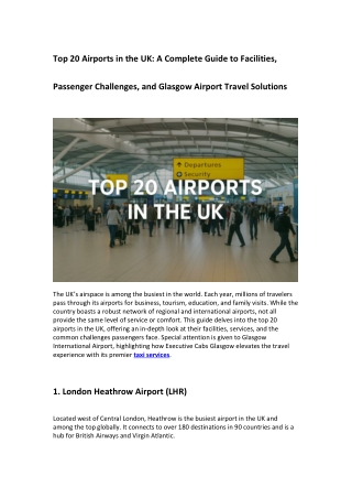 Top 20 Airports in the UK