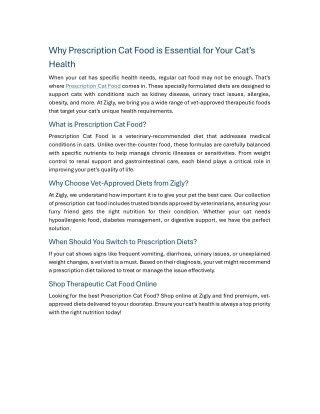 Why Prescription Cat Food is Essential for Your Cat’s Health