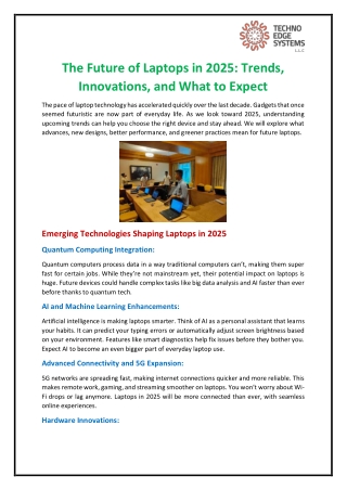 The Future of Laptops in 2025: Trends, Innovations, and What to Expect