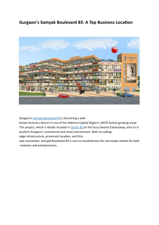 SamyakBoulevard 83 Gurgaon