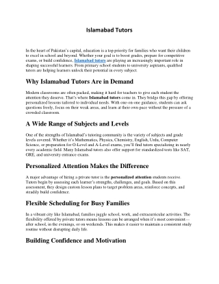 Islamabad Tutors
